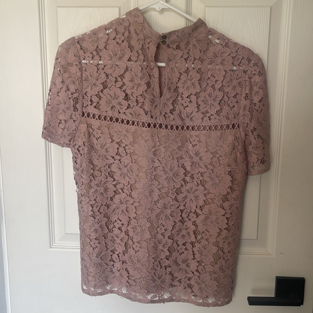 Wayf Elegant Lace Top in Blush Pink Nude - Picture 4 of 12